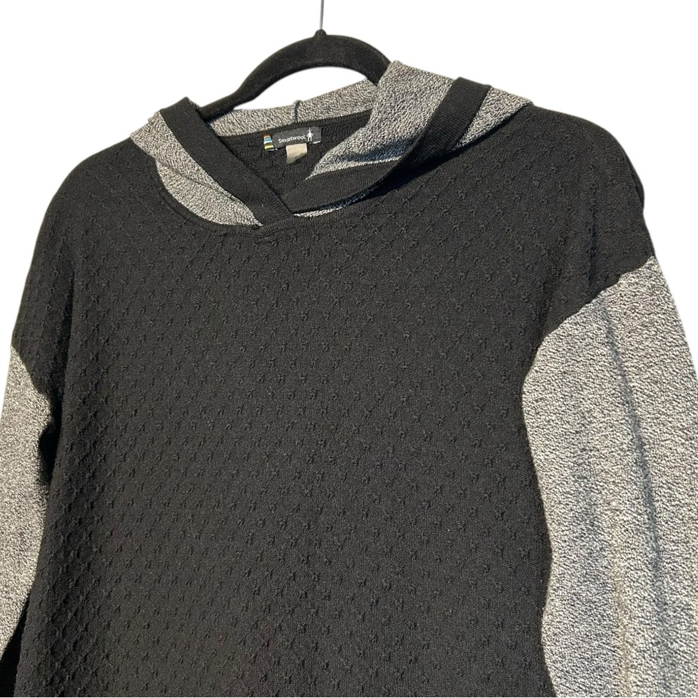 Smartwool Shadow Pine Hoodie‎ Sweater Merino Blend Black Gray Small - Picture 2 of 11